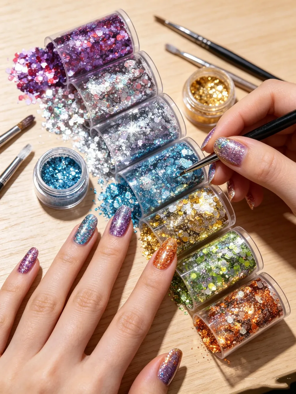 Paillettes épaisses irisées 8 couleurs pour résine