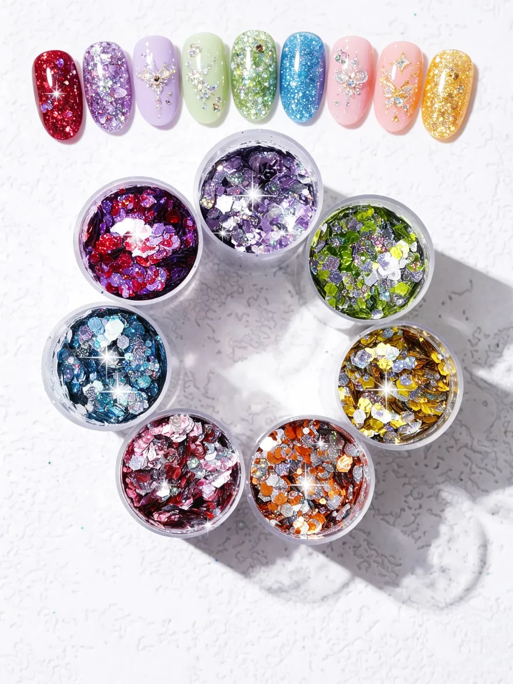 Paillettes épaisses irisées 8 couleurs pour résine