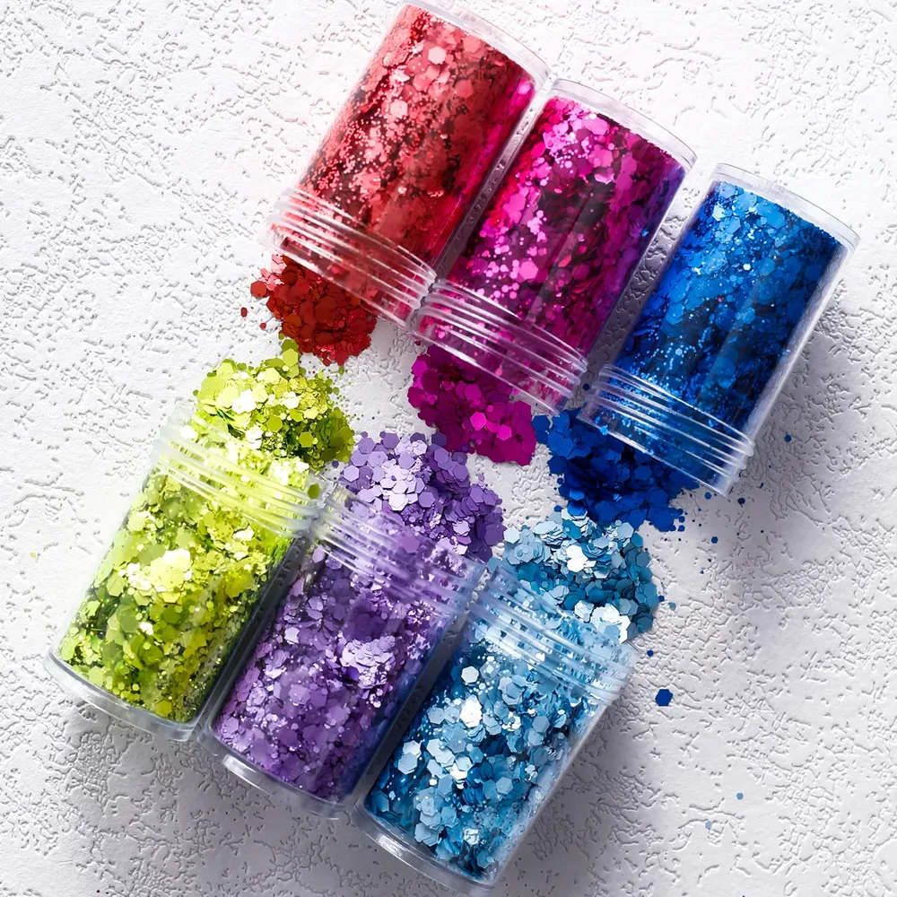 Paillettes épaisses irisées 8 couleurs pour résine