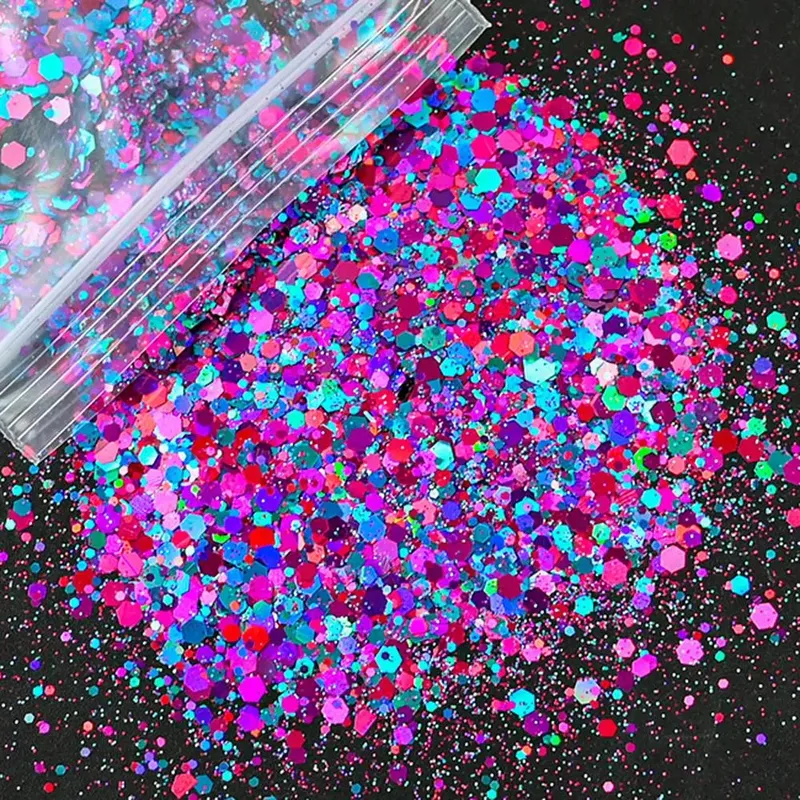 Paillettes hexagonales mixtes 50g pour résine