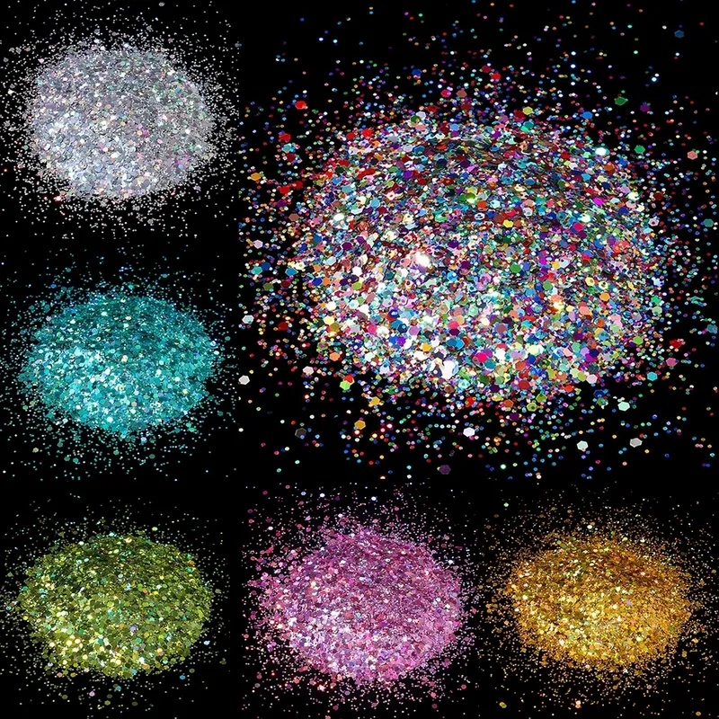 Paillettes holographiques hexagonales 50g pour résine