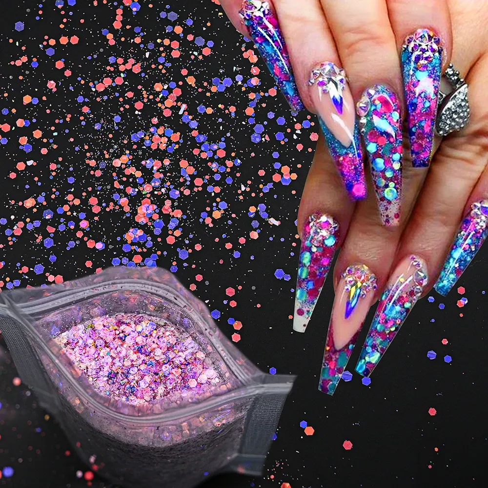 Paillettes laser 50 g hexagone pour remplissage résine et bijoux