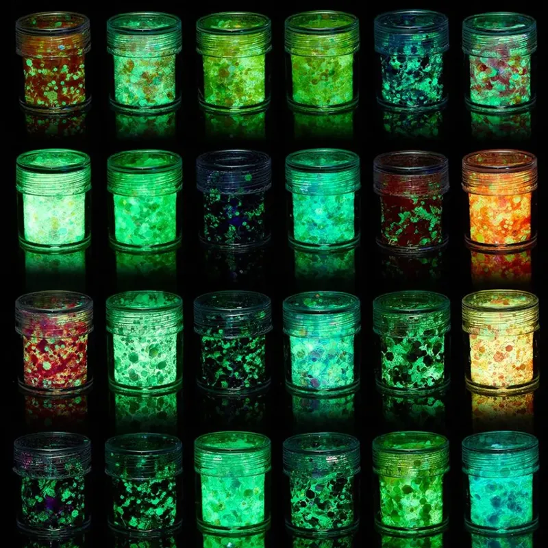 Paillettes lumineuses 24 couleurs pour résine et nail art