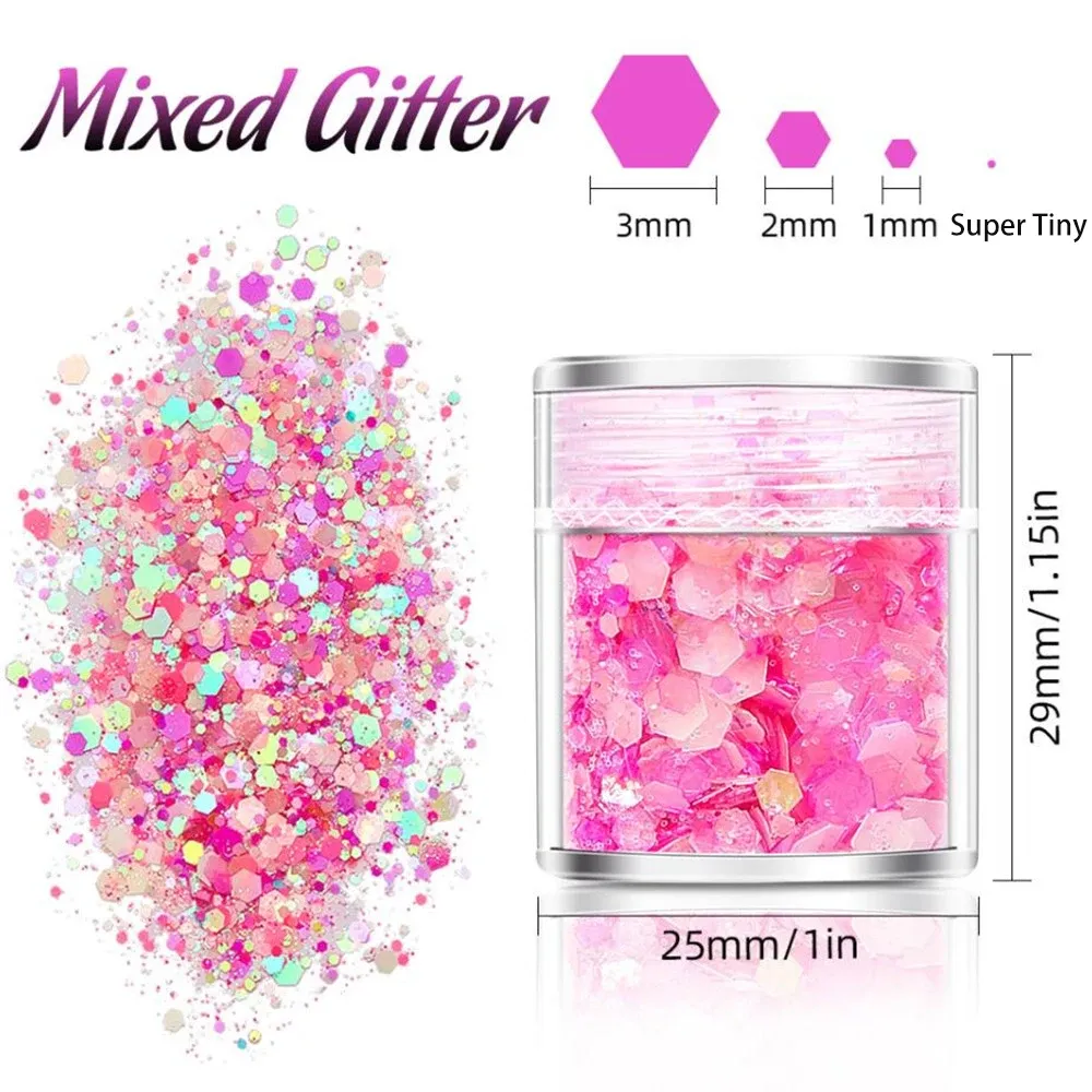 Paillettes lumineuses 24 couleurs pour résine et nail art