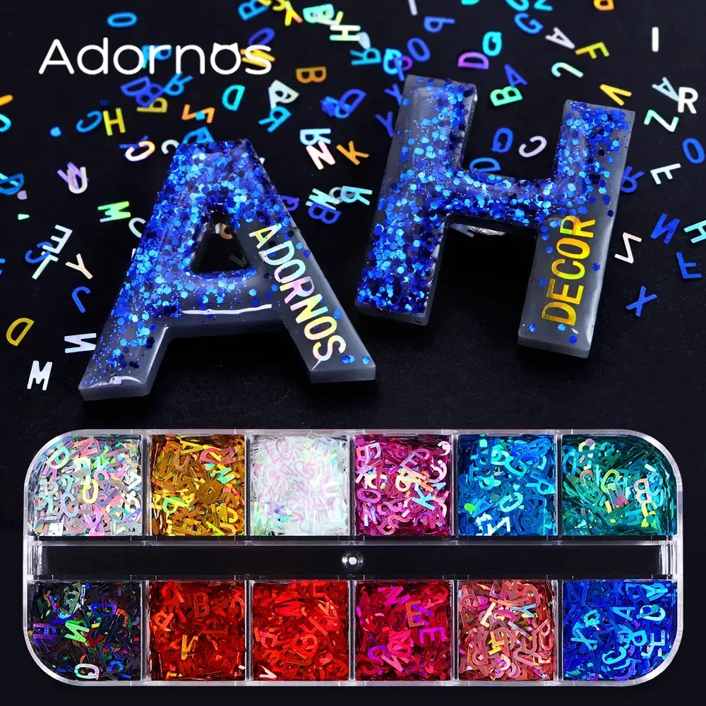 Paillettes métal alphabet anglais pour remplissage résine