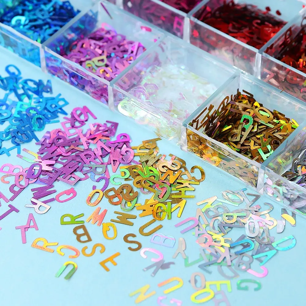 Paillettes métal alphabet anglais pour remplissage résine