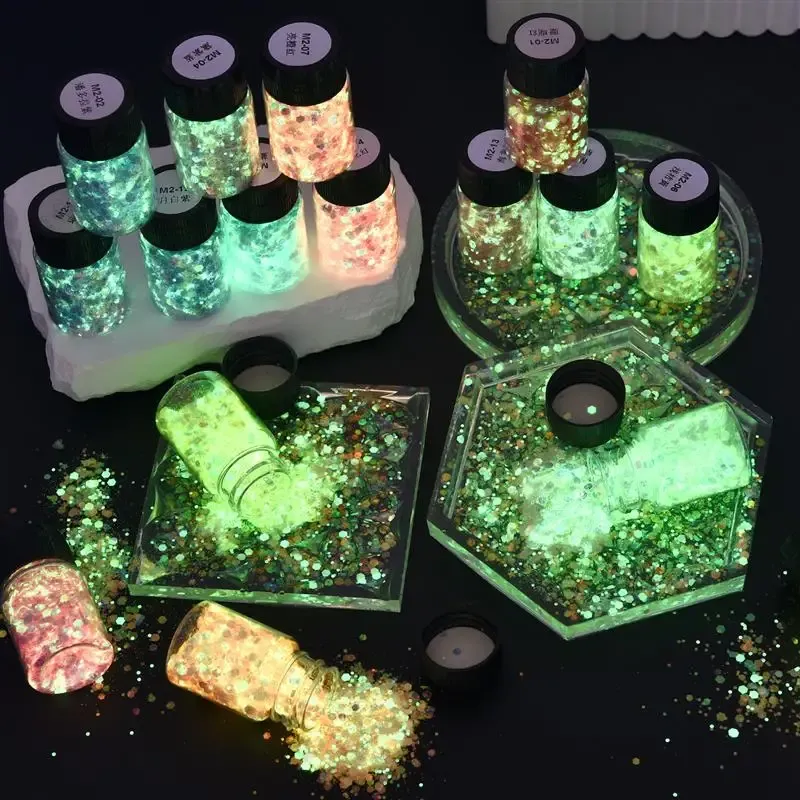 Paillettes résine 16 couleurs phosphorescentes pour décoration