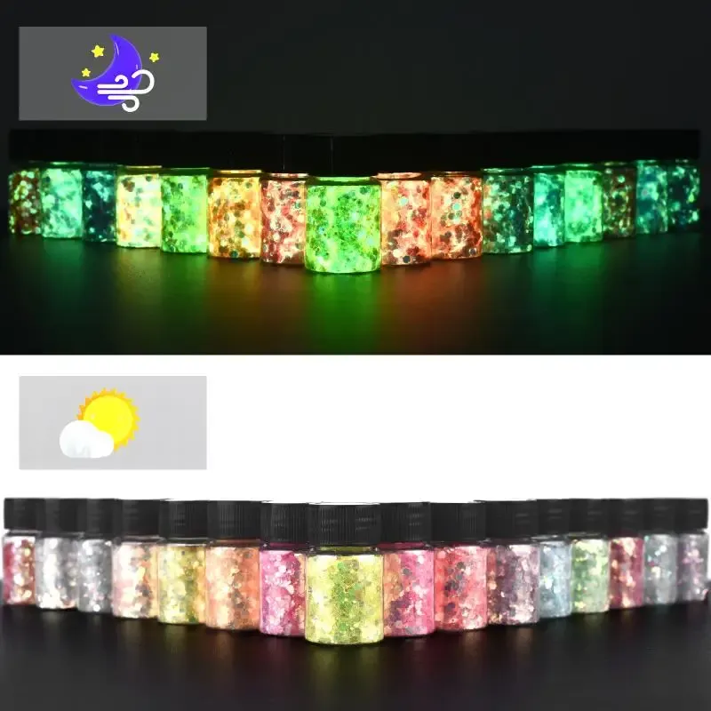 Paillettes résine 16 couleurs phosphorescentes pour décoration
