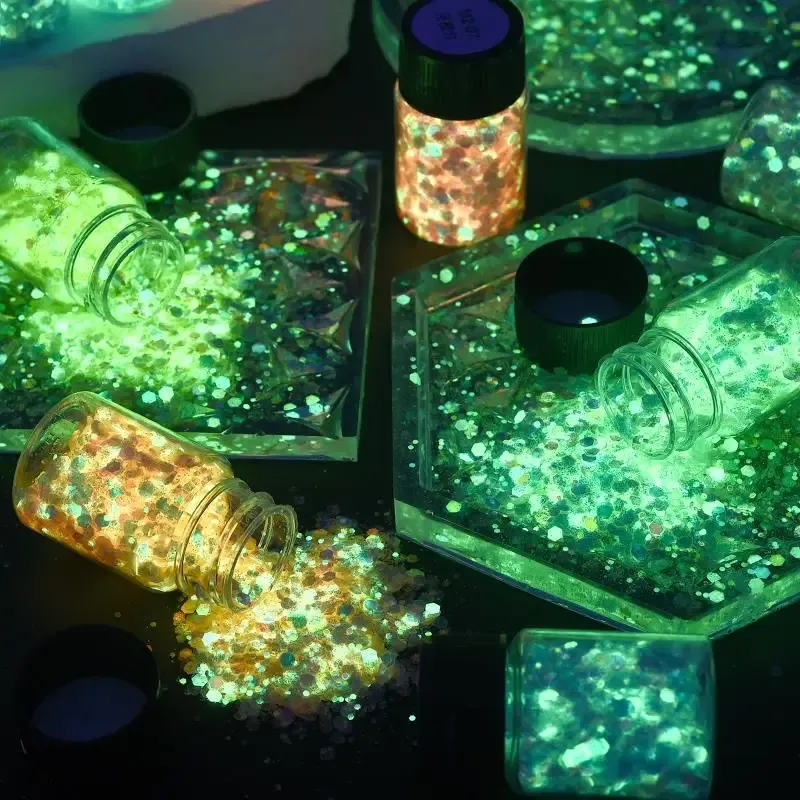 Paillettes résine 16 couleurs phosphorescentes pour décoration