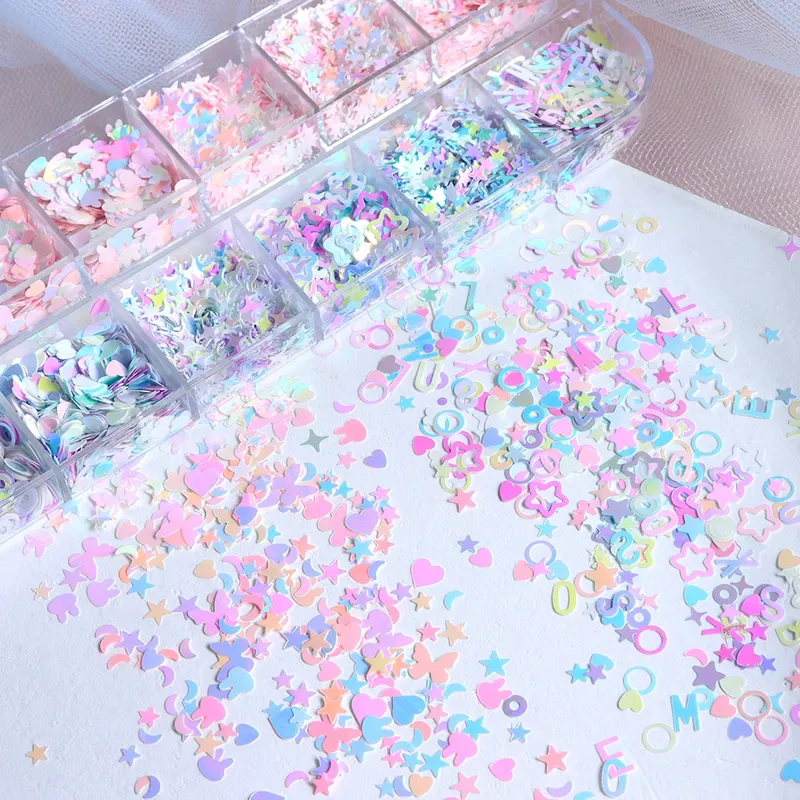 Paillettes résine aurore papillon étoile lettre pour porte-clés