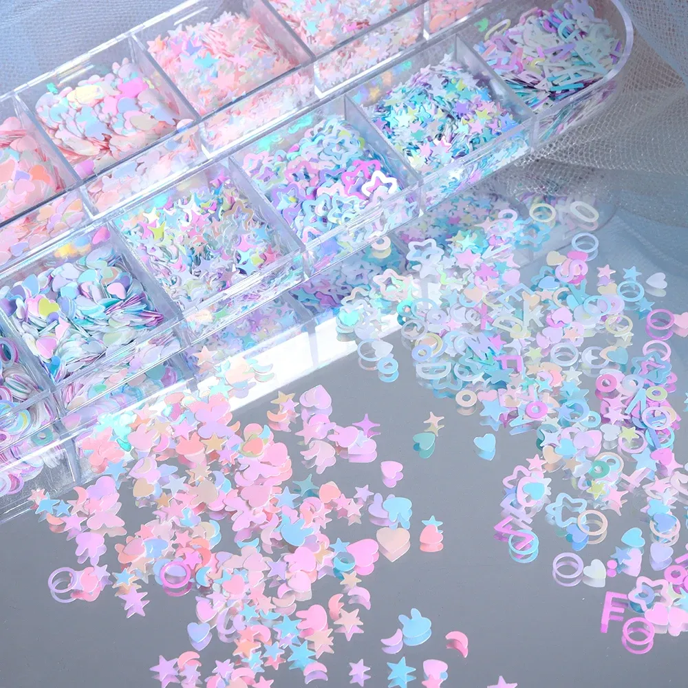 Paillettes résine aurore papillon étoile lettre pour porte-clés