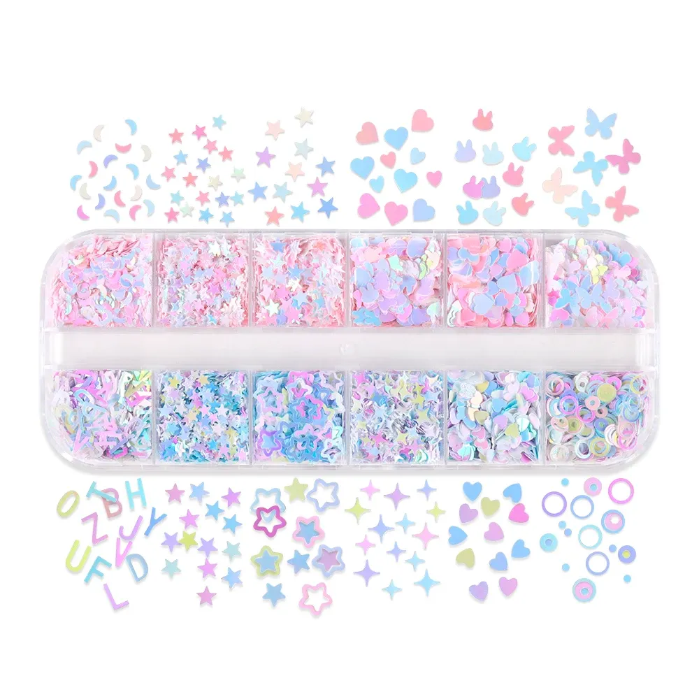 Paillettes résine aurore papillon étoile lettre pour porte-clés