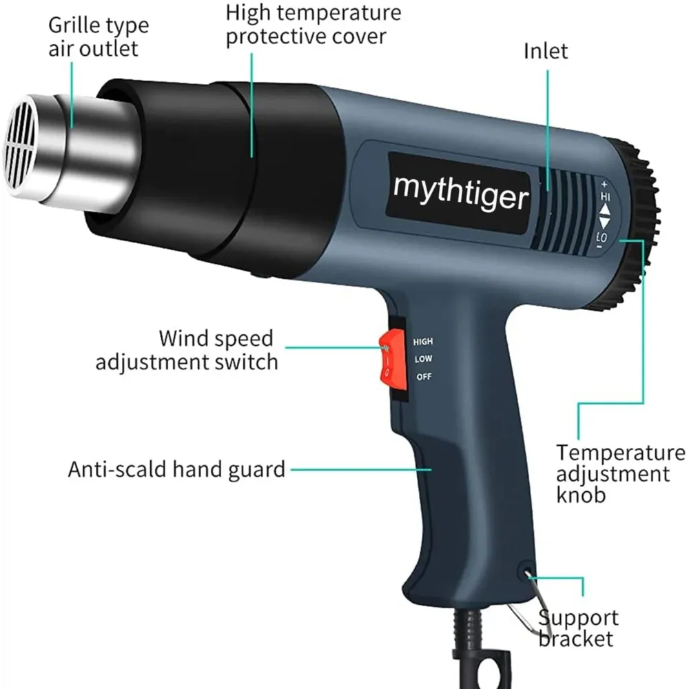 Pistolet thermique 2000W 220V températures réglables