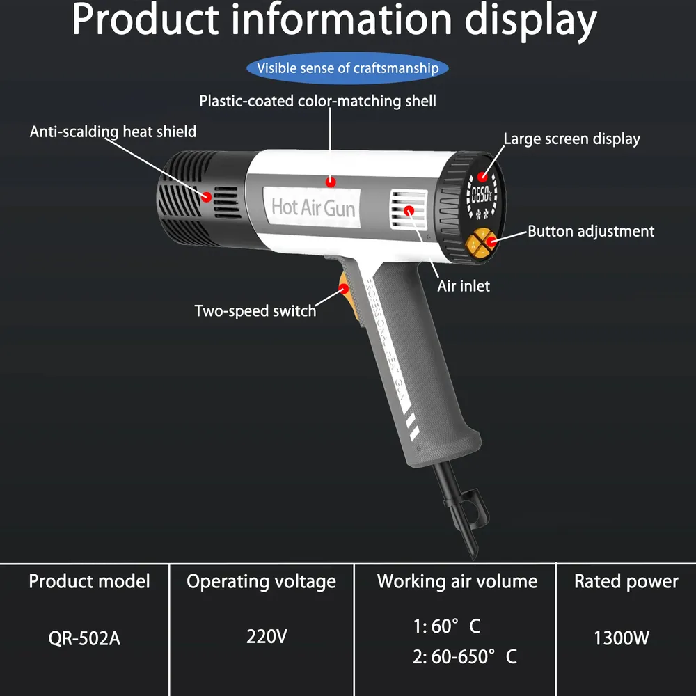 Pistolet thermique 2000W 220V températures réglables