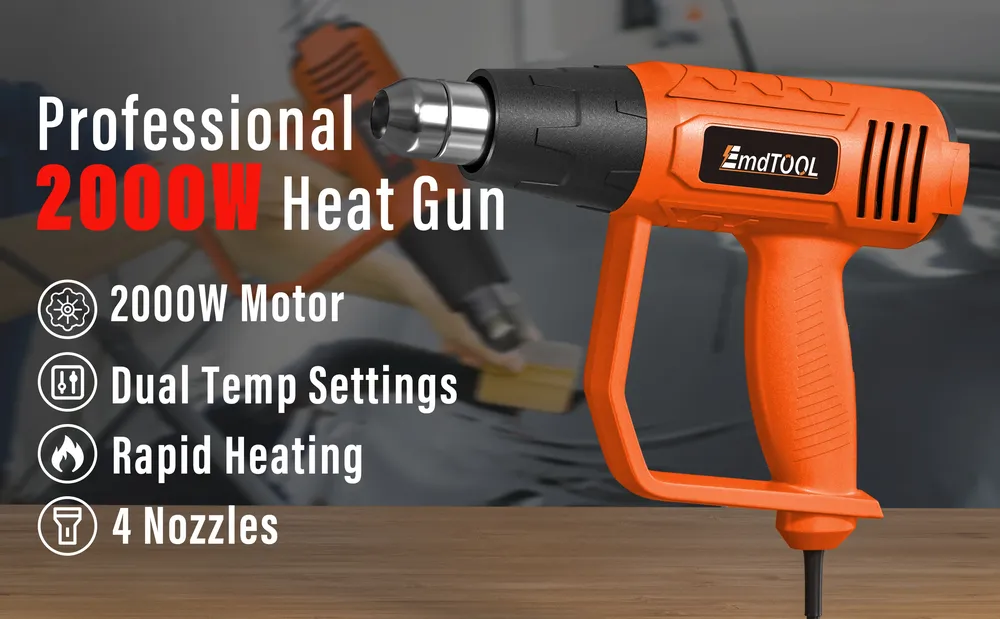 Pistolet thermique 2000W 300-600°C avec 4 buses