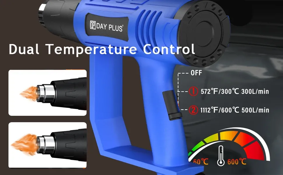 Pistolet thermique 2000W 300 à 600 °C 4 buses