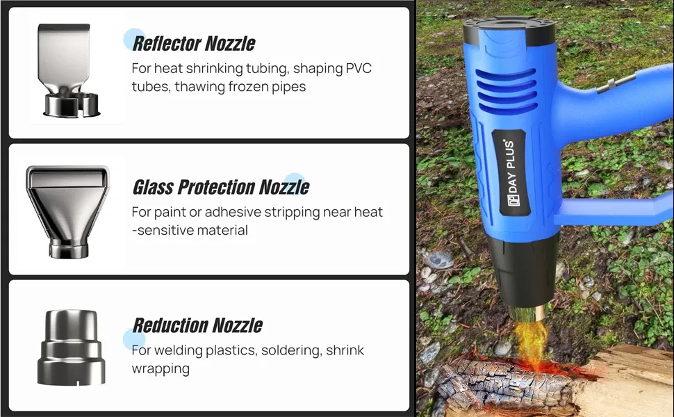 Pistolet thermique 2000W 300 à 600 °C bleu