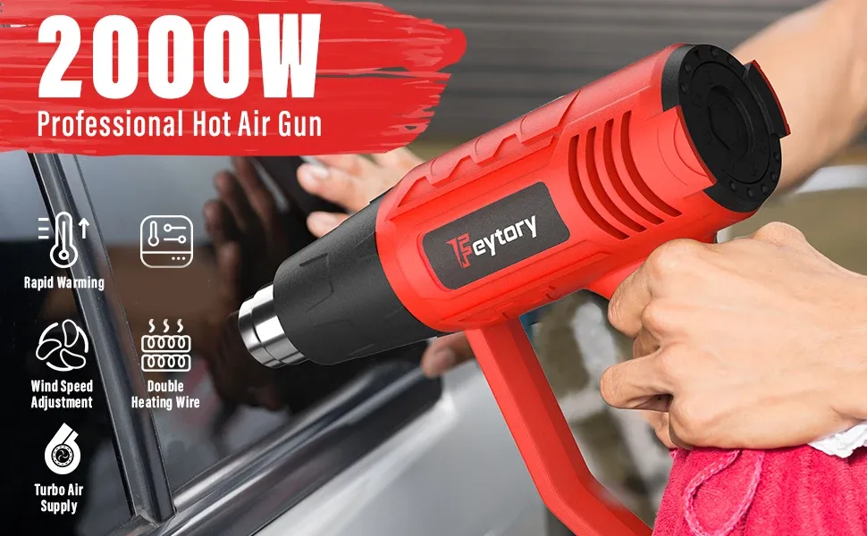 Pistolet thermique 2000W 300 à 600 °C rouge