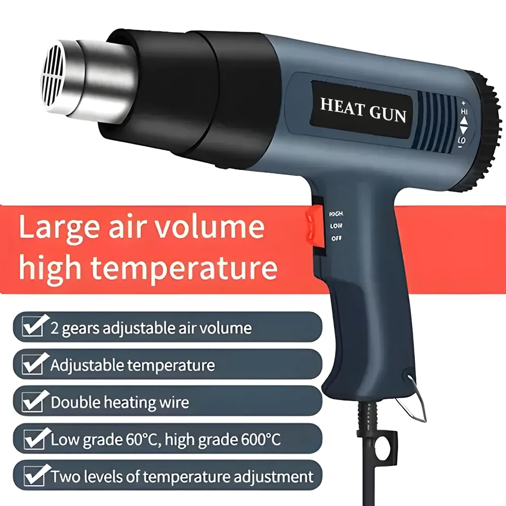 Pistolet thermique professionnel 2000W 60 à 600 °C