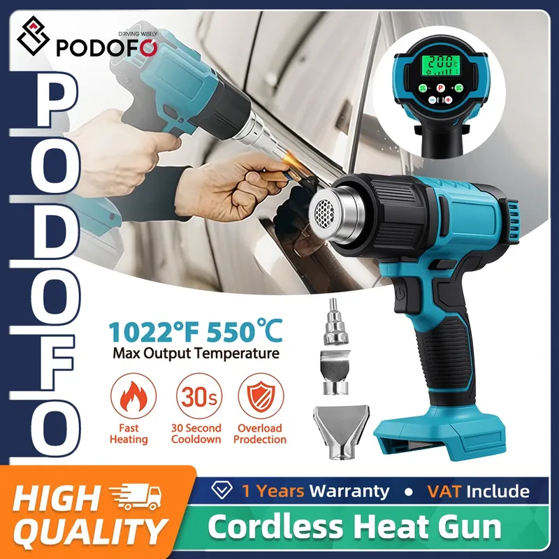 Pistolet thermique sans fil 18V 300W jusqu'à 550 °C