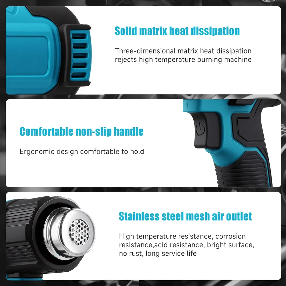 Pistolet thermique sans fil 18V 300W jusqu'à 550 °C