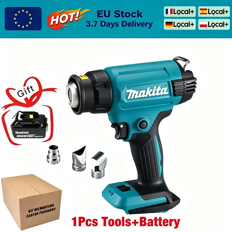 Pistolet thermique sans fil Makita 18V 550 °C LED