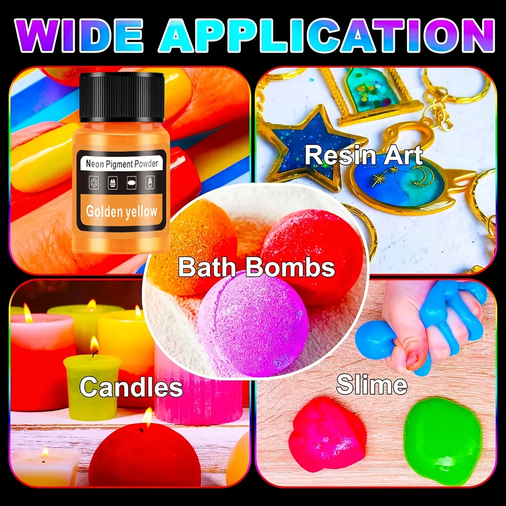 Poudre fluorescente 6 couleurs pour résine époxy et bougies