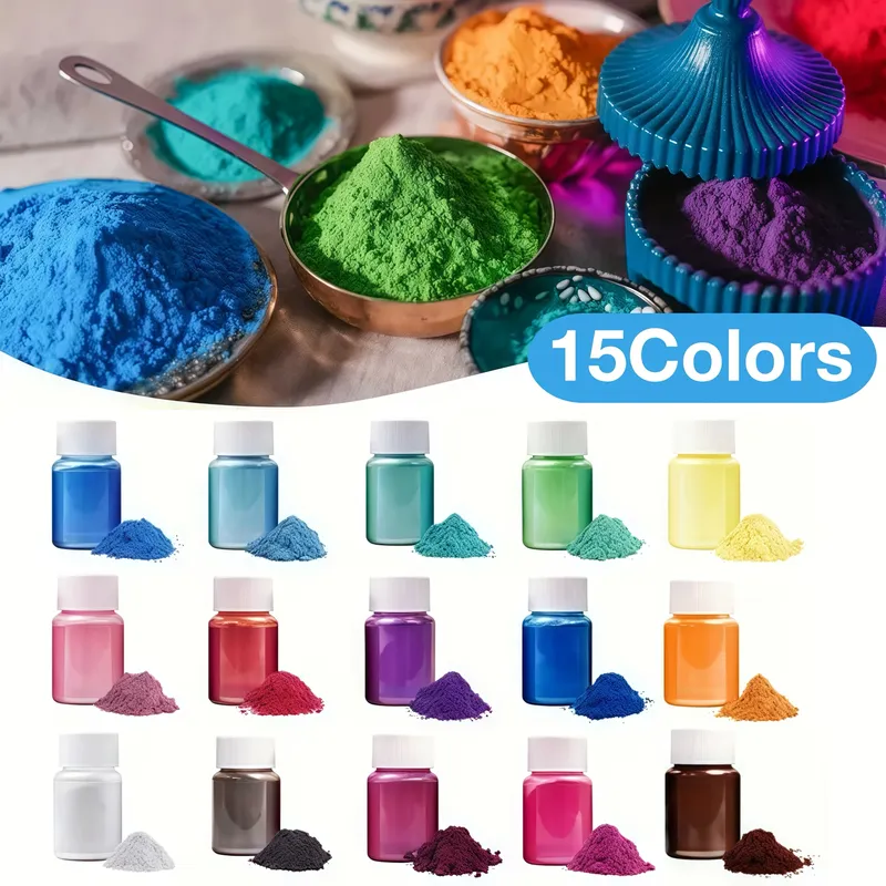 Poudre mica 15 couleurs pour résine époxy et bougies