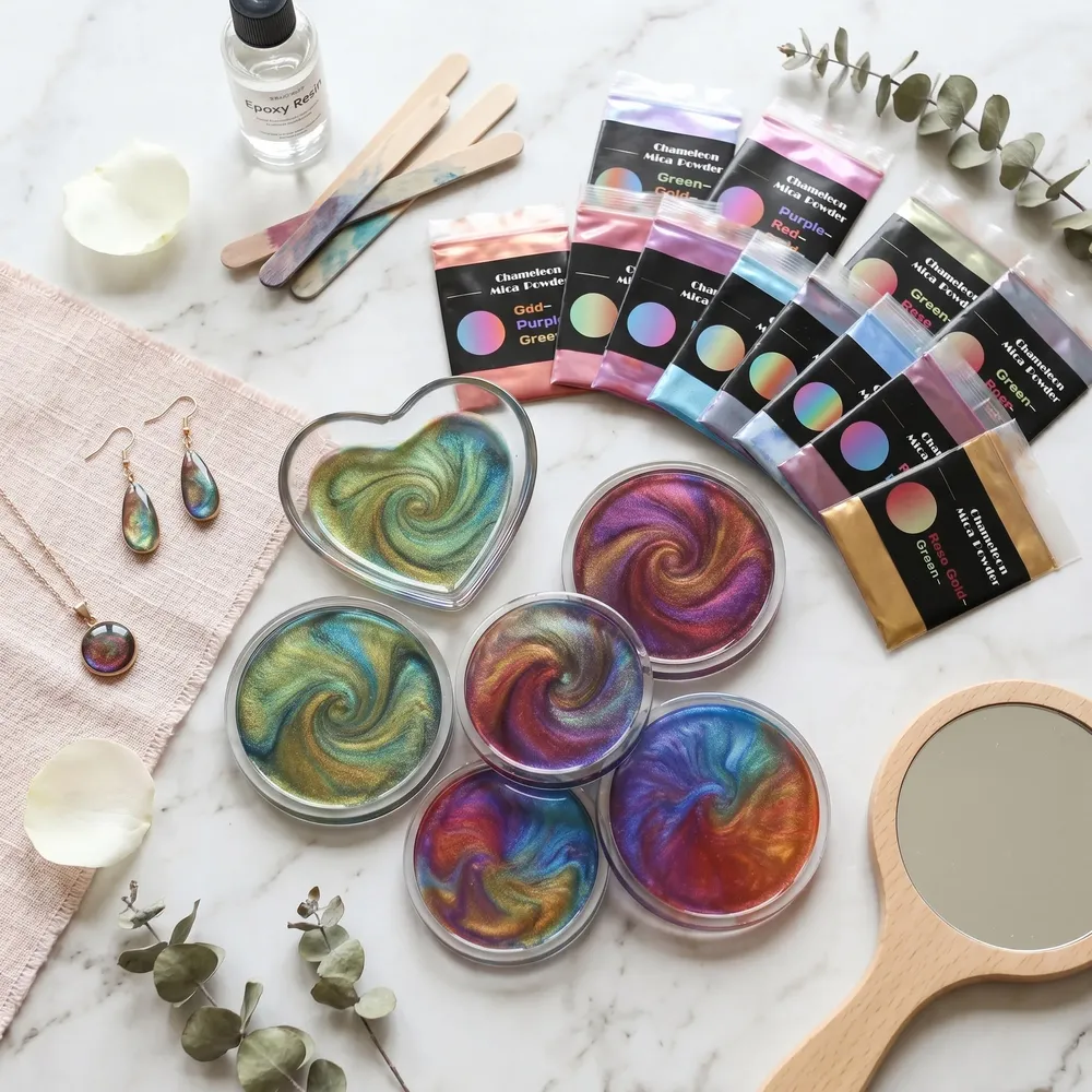 Poudre mica caméléon 12 couleurs pour résine