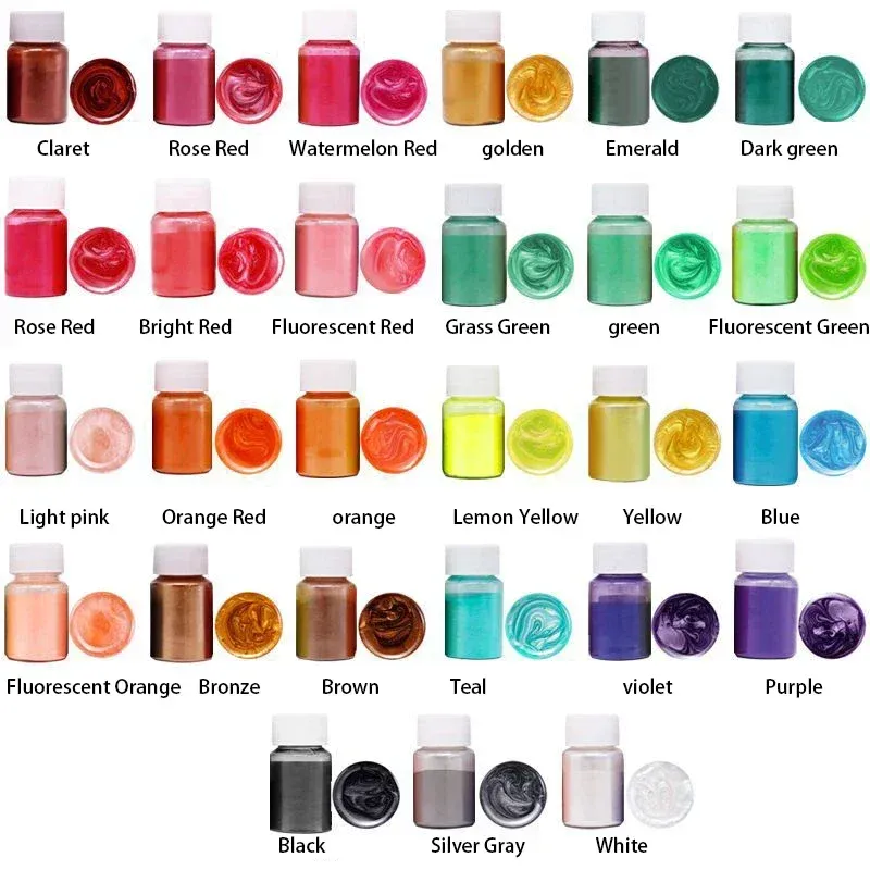 Poudre mica caméléon 24 couleurs pour résine époxy
