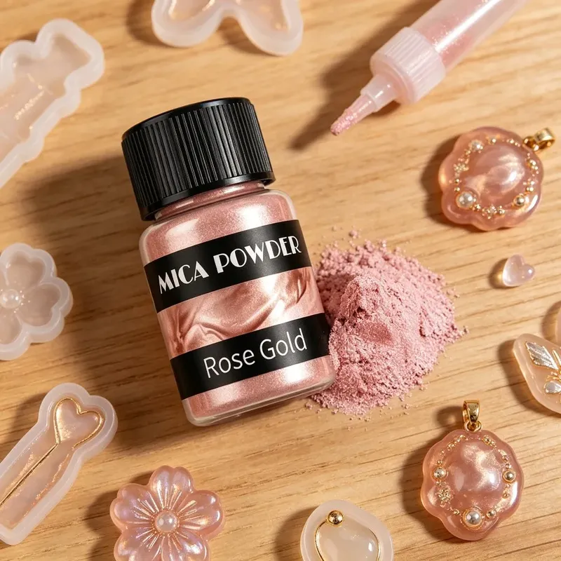 Poudre mica rose doré métallique pour résine