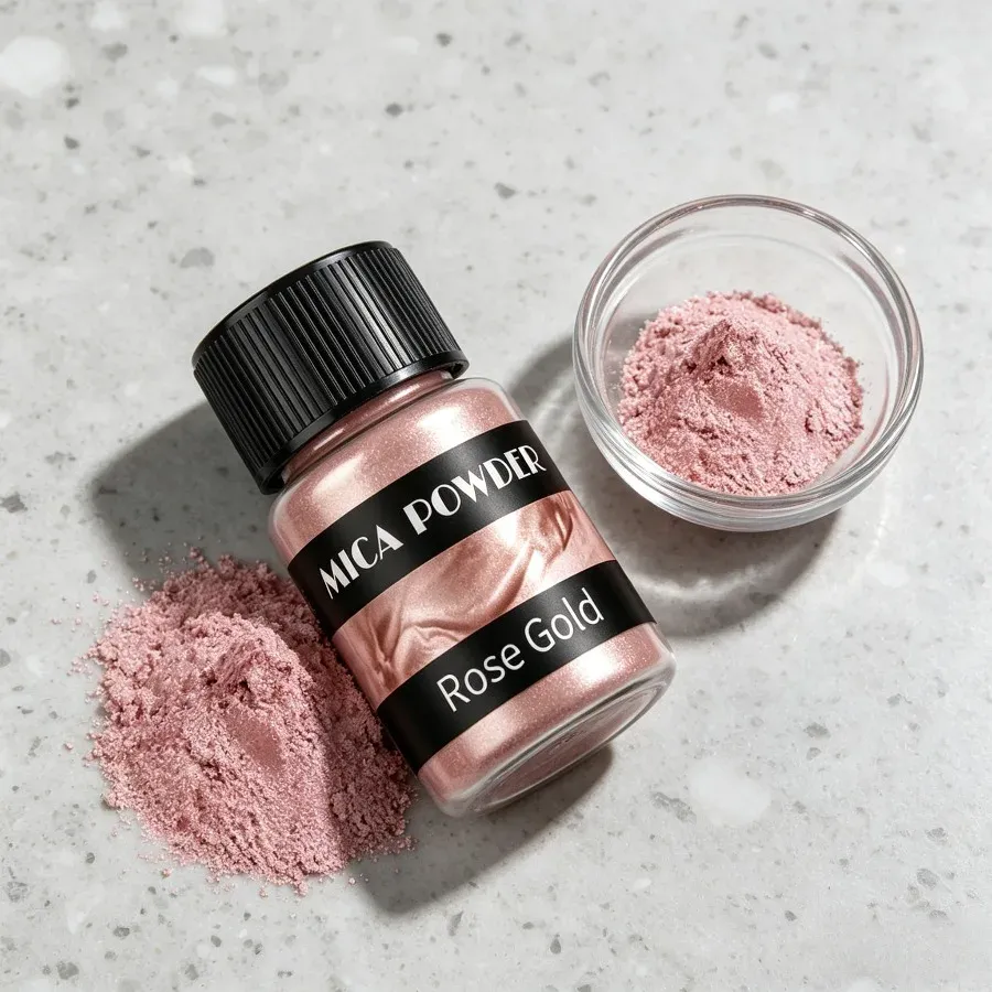 Poudre mica rose doré métallique pour résine