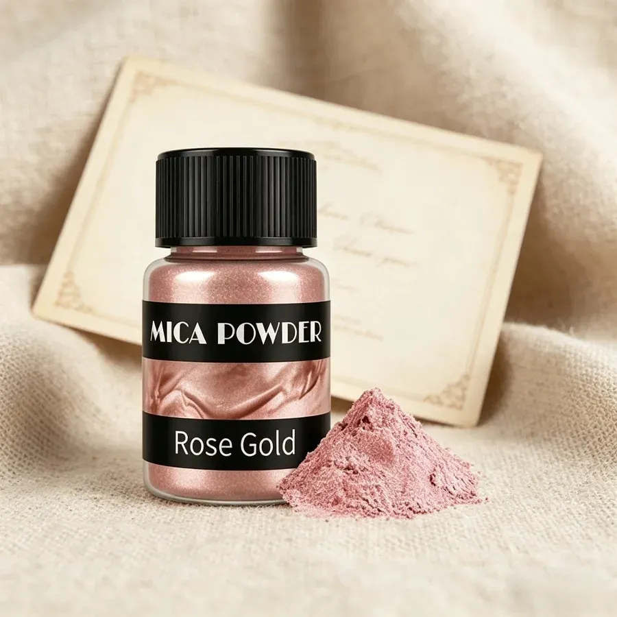 Poudre mica rose doré métallique pour résine