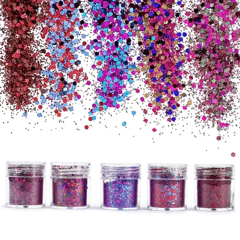 Poudre paillettes 4 à 5 bouteilles pour résine et nail art