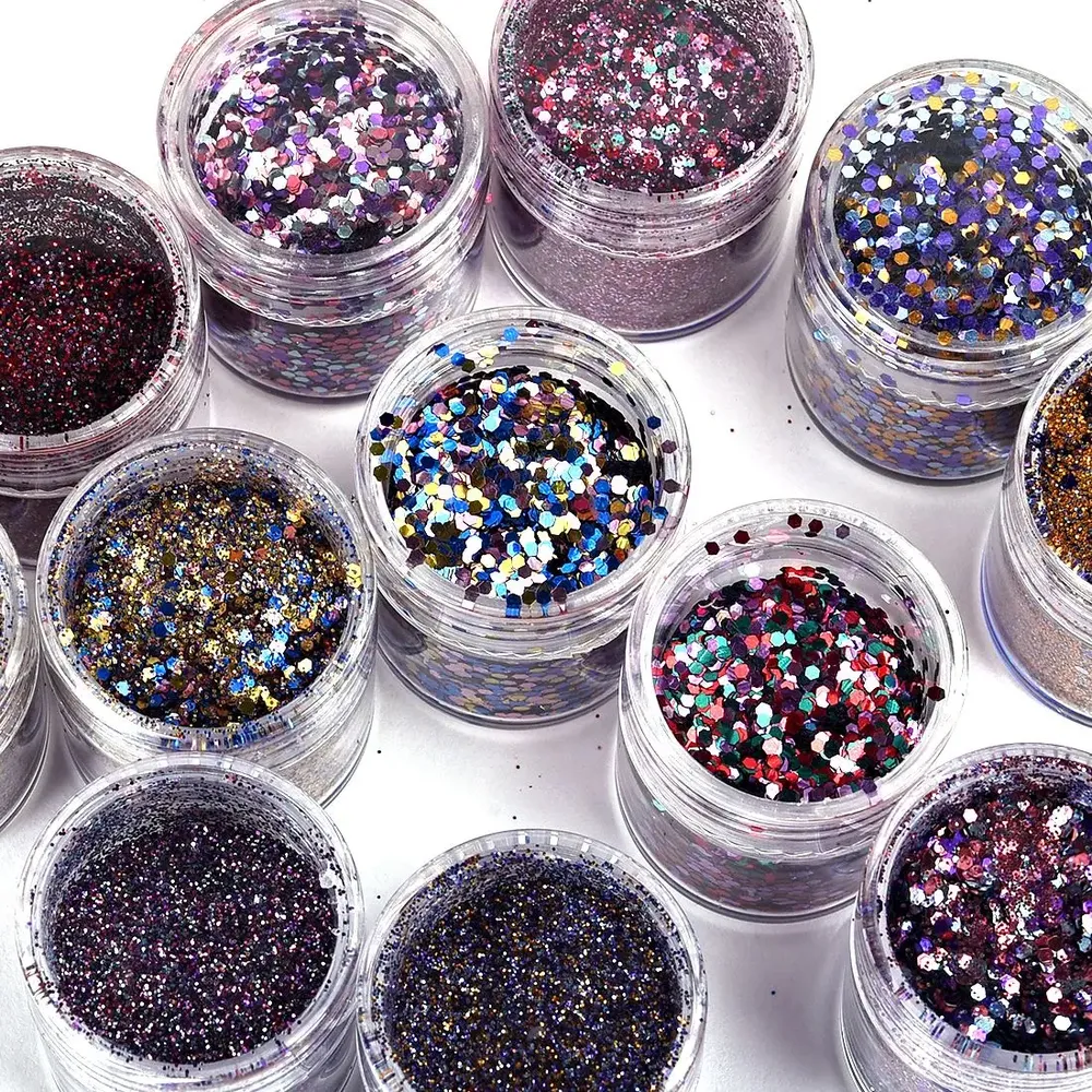 Poudre paillettes 4 à 5 bouteilles pour résine et nail art
