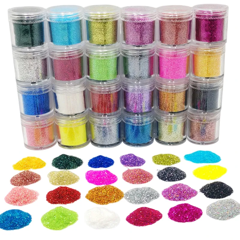 Poudre paillettes holographique 24 couleurs pour résine