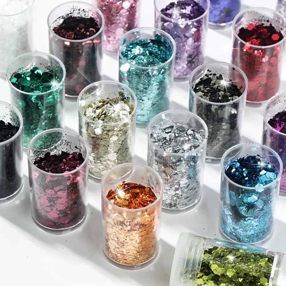Poudre paillettes holographiques 18 couleurs pour résine