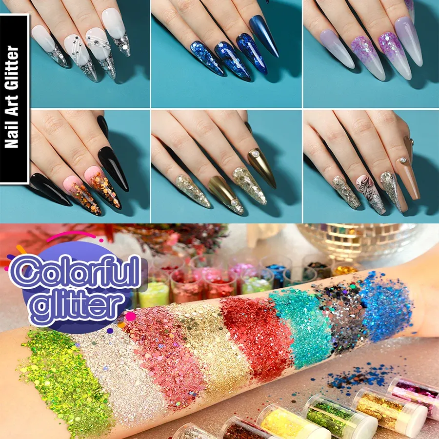 Poudre paillettes holographiques 18 couleurs pour résine