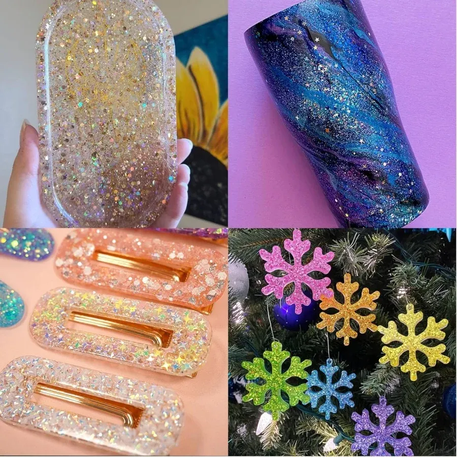 Poudre paillettes holographiques 18 couleurs pour résine