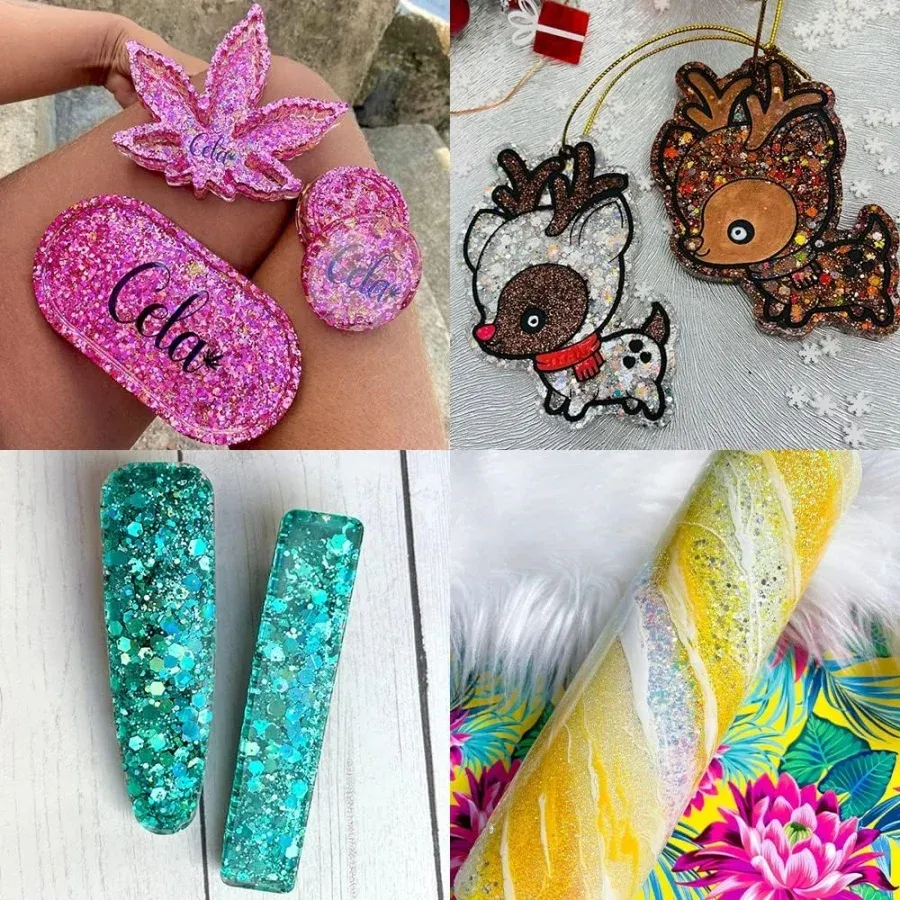 Poudre paillettes holographiques 18 couleurs pour résine