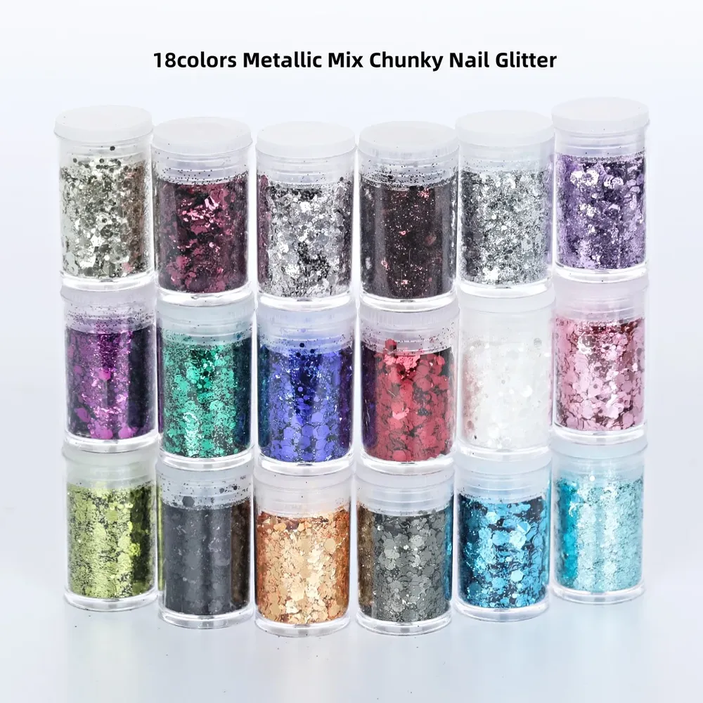 Poudre paillettes holographiques 18 couleurs pour résine