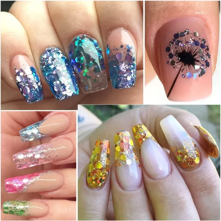 Poudre paillettes holographiques 18 couleurs pour résine