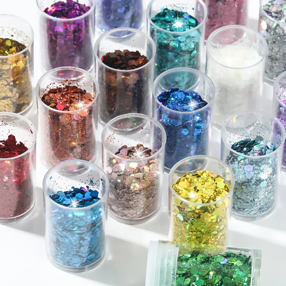 Poudre paillettes holographiques 18 couleurs pour résine