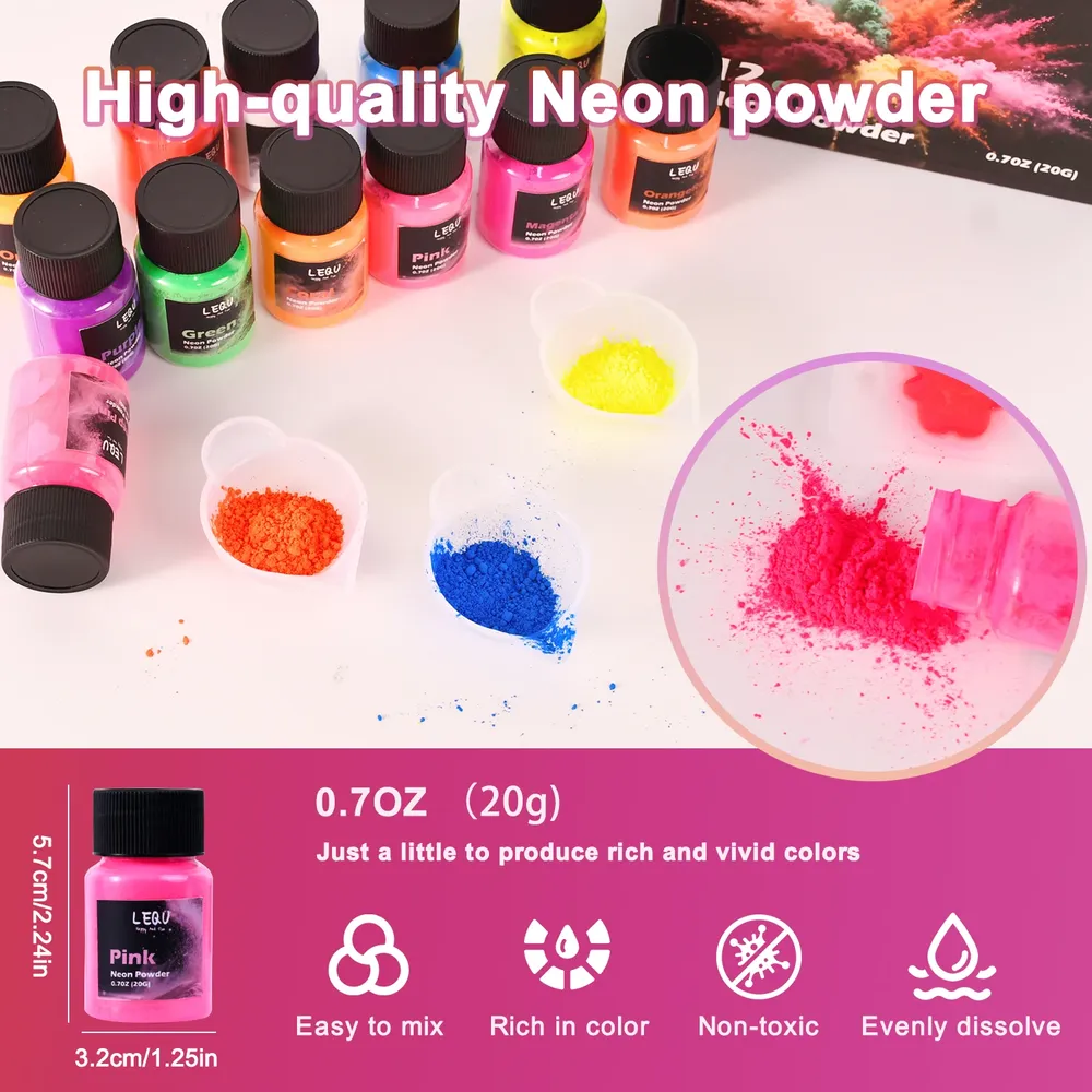 Poudre pigment néon 12 couleurs pour résine