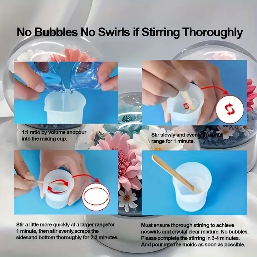 Résine époxy transparente 1:1 250 ml à 1000 ml pour moulage et bijoux