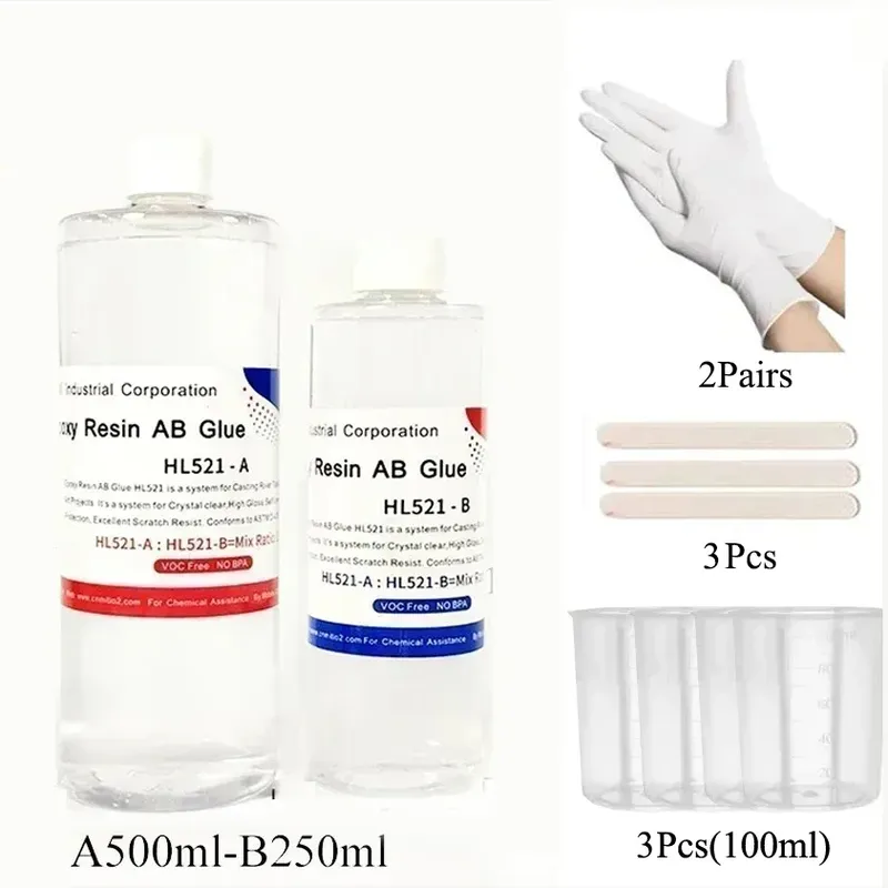 Résine époxy transparente 2:1 200 à 1000 ml pour usage professionnel