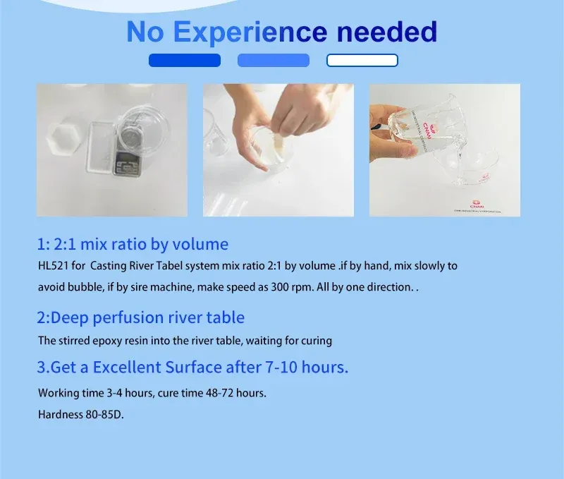 Résine époxy transparente 2:1 200 à 1000 ml pour usage professionnel