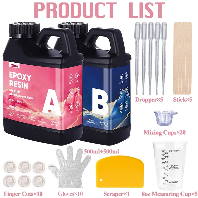 Résine époxy transparente 250 ml à 500 ml pour art et moulage bois