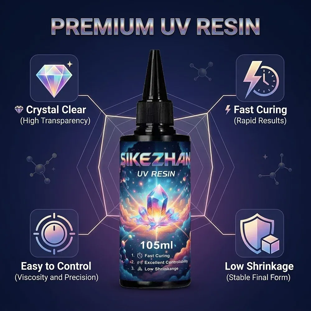 Résine UV dure transparente séchage rapide 105 à 525 ml