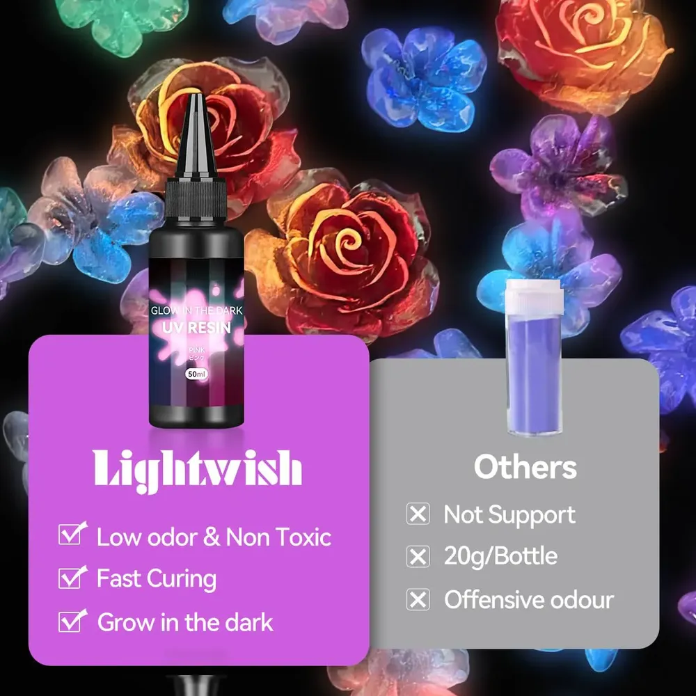 Résine UV phosphorescente 400 g 8 couleurs pour bijoux